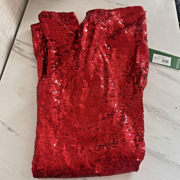 Tipsy Elves Womens Leggings Pants Size Large Red Sequin Holiday Christmas BxRR - Picture 2 of 8